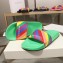 Balenciaga Rainbow Logo Slides Sandals Green