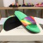 Balenciaga Rainbow Logo Slides Sandals Green