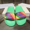 Balenciaga Rainbow Logo Slides Sandals Green
