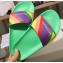 Balenciaga Rainbow Logo Slides Sandals Green