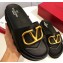 Valentino Heel 6cm Slide Sandals Black With VLogo Detail 2019