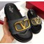 Valentino Heel 6cm Slide Sandals Denim Gray With VLogo Detail 2019