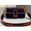 Fendi Denim Baguette Medium Flap Bag Blue/Orange 2019