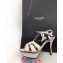 Saint Laurent Tribute Sandals In Smooth Leather Edge Light Gray