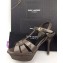 Saint Laurent Tribute Sandals In Patent Leather Dark Gray