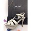 Saint Laurent Tribute Sandals In Patent Leather Light Gray