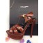 Saint Laurent Tribute Sandals In Patent Leather Brown