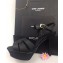 Saint Laurent Heel 9.5cm Platform 3cm Tribute Sandals In Grained Leather Black