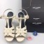 Saint Laurent Heel 9.5cm Platform 3cm Tribute Sandals In Grained Leather Creamy
