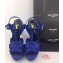 Saint Laurent Heel 9.5cm Platform 3cm Tribute Sandals In Grained Leather Blue