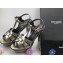 Saint Laurent Tribute Sandals In Patent Crinkled Leather Gun Color