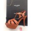 Saint Laurent Tribute Sandals In Smooth Leather Brown
