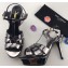 Saint Laurent Tribute Sandals In Metallic Leather Gun Color