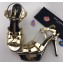 Saint Laurent Tribute Sandals In Metallic Leather Gold