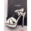 Saint Laurent Tribute Sandals In Smooth Leather Edge White