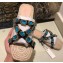 Gucci Grosgrain Espadrilles Slide Sandals with Crystals Blue 2019