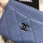 Chanel Caviar Leather Classic Card Holder A31510 Denim Blue