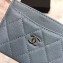Chanel Caviar Leather Classic Card Holder A31510 Baby Blue