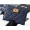 Chanel Caviar Leather Boy Card Holder A84431 Navy Blue