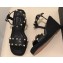 Valentino Heel 8.5cm Wedge Sandals Black With Studs 2019