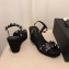 Valentino Heel 8.5cm Wedge Sandals Black With Studs 2019
