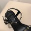 Valentino Heel 8.5cm Wedge Sandals Black With Studs 2019