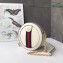 Gucci Web Ophidia Mini Round Shoulder Bag 550618 Leather White 2019