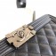 Chanel Caviar Leather Boy Flap Medium Bag Black/Silver
