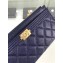 Chanel Caviar Leather Boy Pouch Clutch Bag A84478 Navy Blue