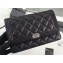 Chanel Grained Leather Boy Wallet On Chain WOC Bag A80287 Black/Silver
