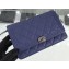 Chanel Grained Leather Boy Wallet On Chain WOC Bag A80287 Navy Blue/Silver