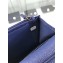 Chanel Grained Leather Boy Wallet On Chain WOC Bag A80287 Navy Blue/Silver