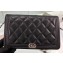 Chanel Lambskin Boy Wallet On Chain WOC Bag A80387 Black/Silver