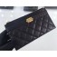 Chanel Grained Leather Boy Pouch Clutch Bag A84478 Black/Gold