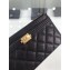 Chanel Grained Leather Boy Pouch Clutch Bag A84478 Black/Gold
