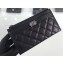 Chanel Grained Leather Boy Pouch Clutch Bag A84478 Black/Silver