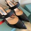 Prada Heel 6cm Leather Fastener Strap Pumps Black 2019