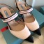 Prada Heel 6cm Leather Fastener Strap Pumps Beige/Black 2019