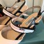 Prada Heel 6cm Leather Fastener Strap Pumps Beige/Black 2019
