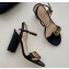 Gucci Heel 10cm Leather Sandals with Double G 453378 Black