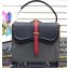 Prada Belle Leather Shoulder Tote Bag 1BN004 Black/Gray/Red 2019