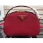 Prada Round Odette Saffiano Leather Bag 1BH123 Red 2019