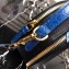 Prada Round Odette Saffiano Leather Bag 1BH123 Black/Blue 2019