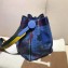 Hermes Licol 17 Bucket Bag In Evercolor Calfskin Bicolor Leather Print Blue 2019