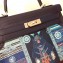 Hermes Kelly 32 Bag in Print Leather Black/Suede