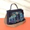 Hermes Kelly 32 Bag in Print Leather Black/Suede