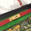 Hermes Kelly 32 Bag in Print Leather Black/Red/Suede Green