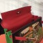 Hermes Kelly 32 Bag in Print Leather Black/Red/Suede Green
