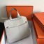 Hermes Halzan Togo Calfskin Leather Bag Pale Grey
