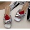 Gucci Front Knot Leather Slide Sandals 577231 Metallic Silver 2019